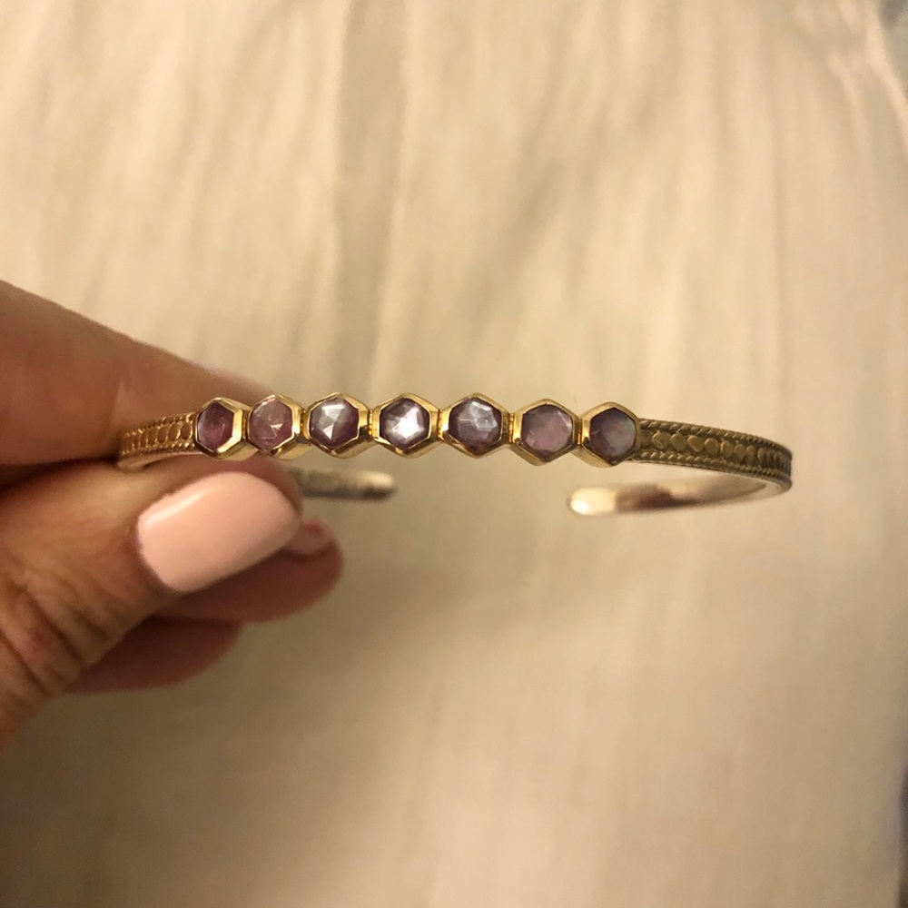 Anna Beck Amethyst Gold Multi Stone Stacking Cuff